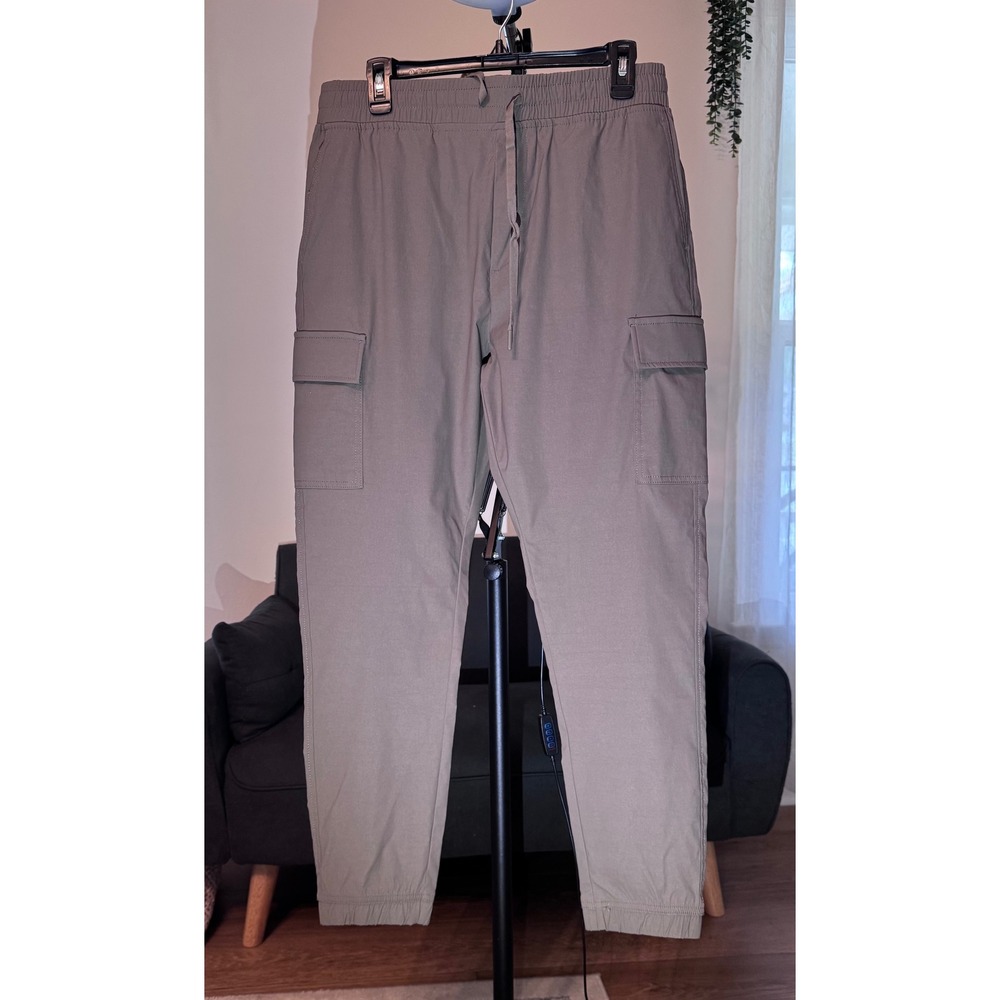 Kenneth Cole New York Mens Stretch Cargo Jogger Pants Taupe Brown Large L